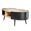Eklo - Table Basse Ovale Avec Flancs En Métal Noir - Bois Clair