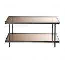 Ora - Table Basse En Métal Noir Et Plateaux En Verre Fumé - Noir