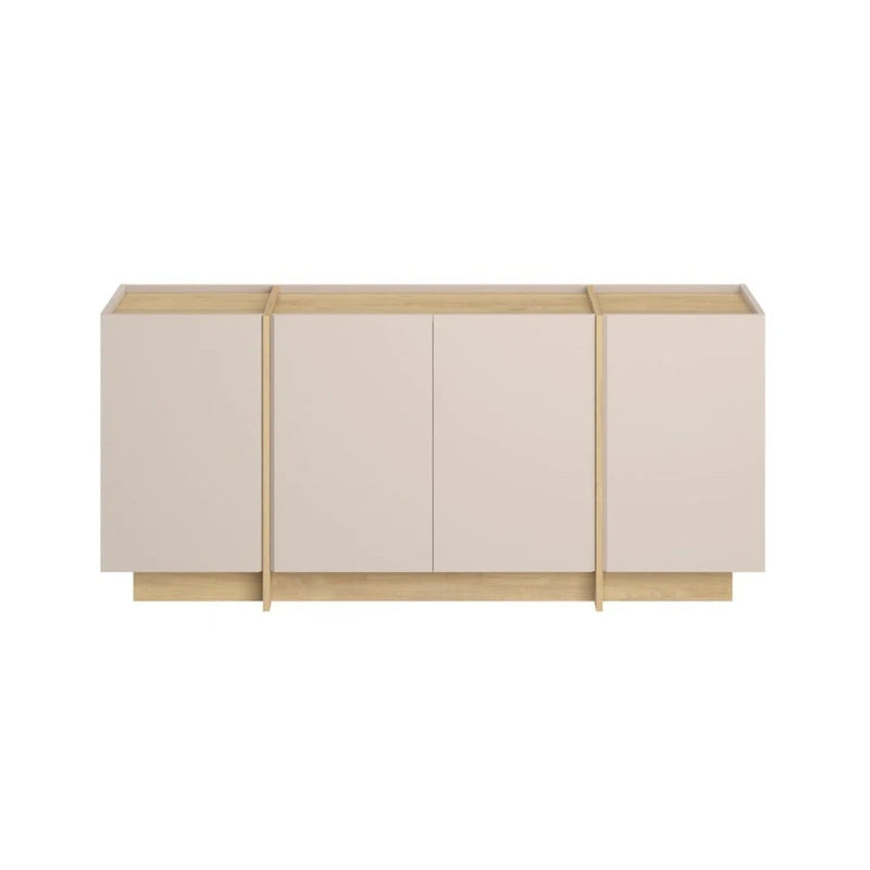 Onyx - Buffet 4 Portes Décor Cachemire Et Chêne - Beige