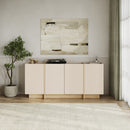 Onyx - Buffet 4 Portes Décor Cachemire Et Chêne - Beige