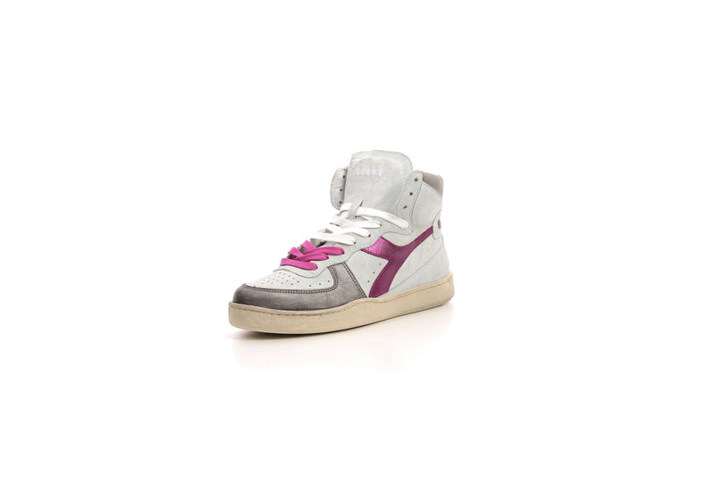 Diadora - Zapatillas Mujer Haut Mi Basket Metal - Blanco/Rojo Fucsia