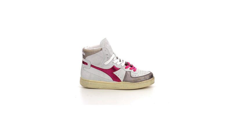 Diadora - Zapatillas Mujer Haut Mi Basket Metal - Blanco/Rojo Fucsia