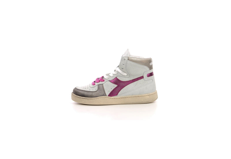 Diadora - Zapatillas Mujer Haut Mi Basket Metal - Blanco/Rojo Fucsia