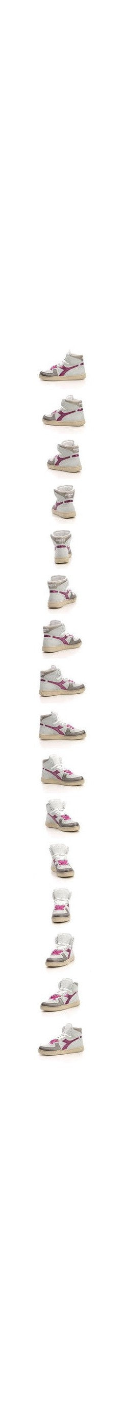 Diadora - Zapatillas Mujer Haut Mi Basket Metal - Blanco/Rojo Fucsia