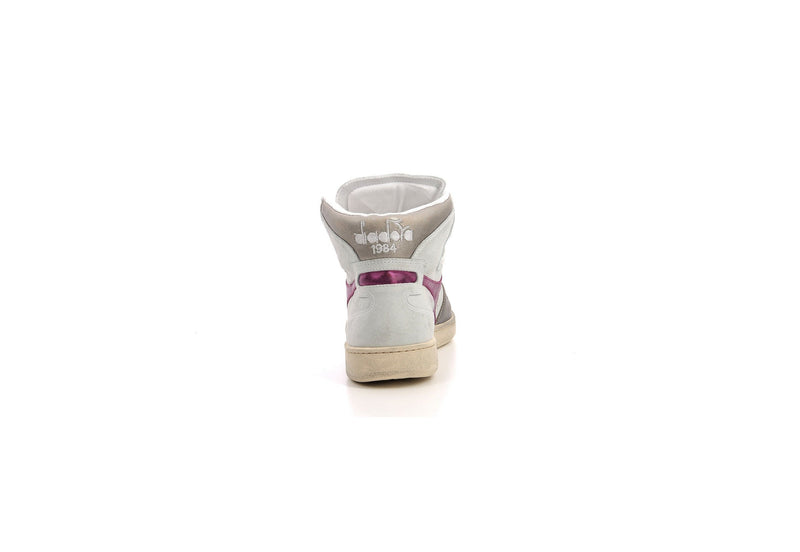 Diadora - Zapatillas Mujer Haut Mi Basket Metal - Blanco/Rojo Fucsia