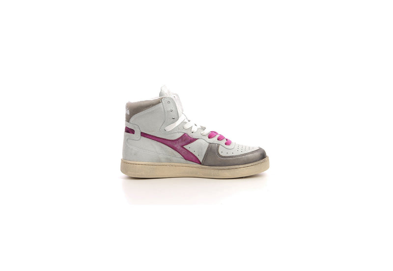 Diadora - Zapatillas Mujer Haut Mi Basket Metal - Blanco/Rojo Fucsia