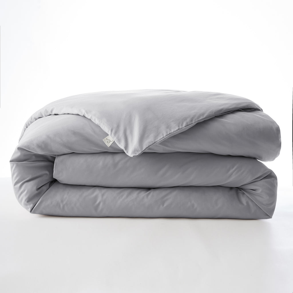 Bally - Funda nórdica de percal liso - 100 % algodón - Gris guijarro