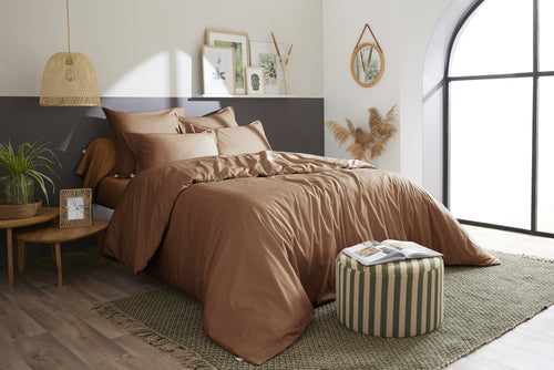 Housse De Couette Percale Unie - 100% Coton - Bally - Havane