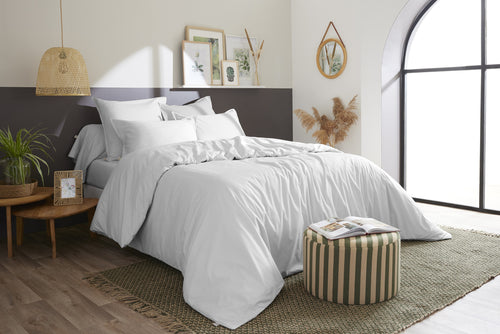 Housse De Couette Percale Unie - 100% Coton - Bally - Neige
