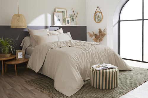 Housse De Couette Percale Unie - 100% Coton - Bally - Sable