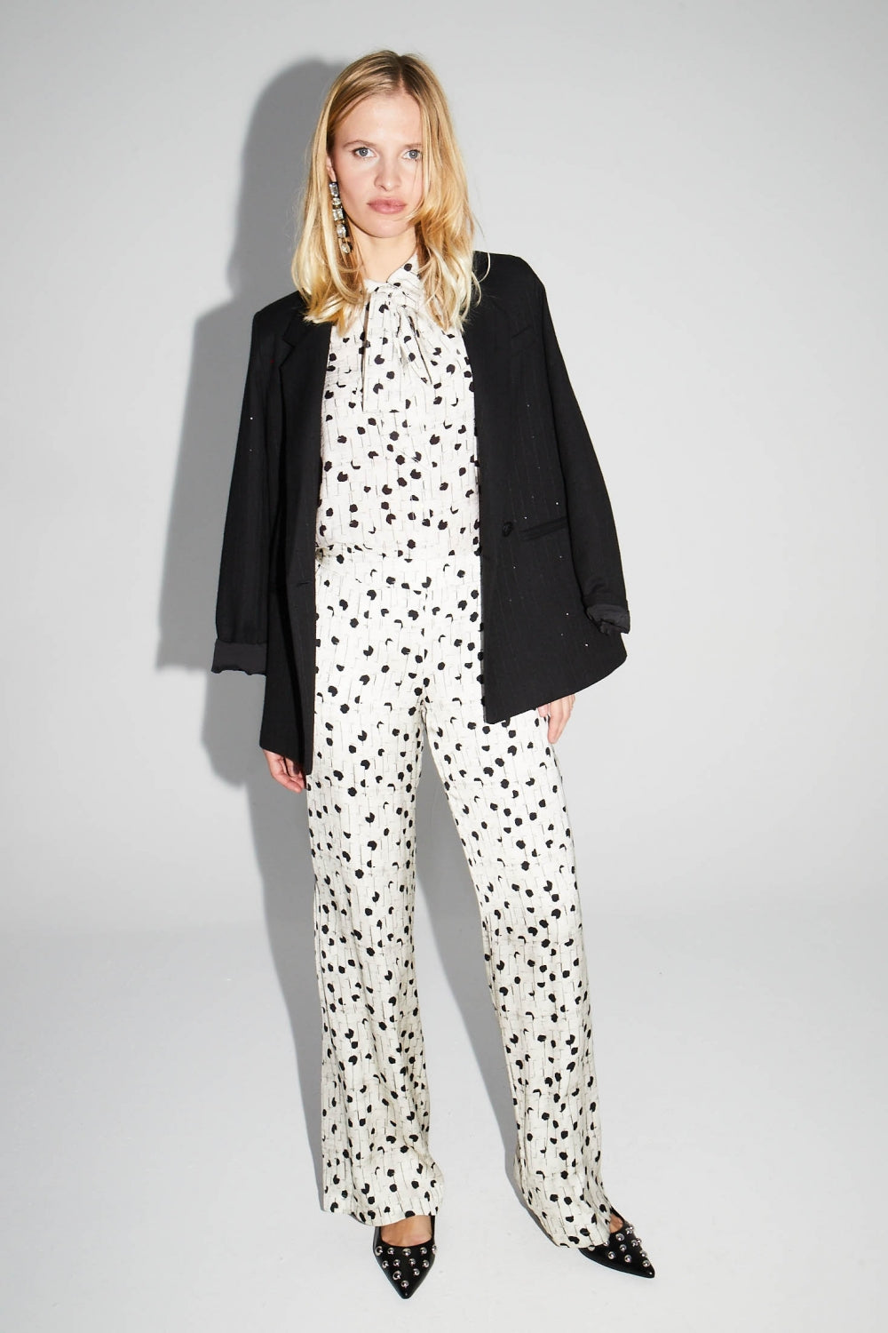 Pantalon Charlie Print Pois Graphique Fabriqué En Italie