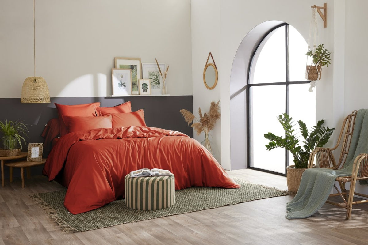 Bally - Plain Percale Duvet Cover - 100% Cotton - Burnt Sienna