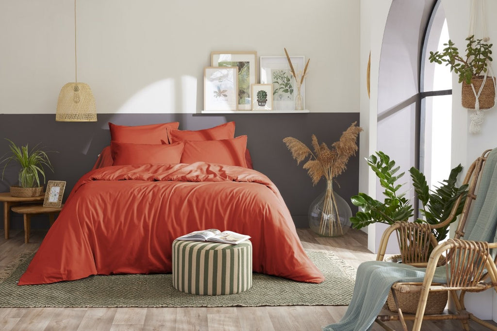 Bally - Plain Percale Duvet Cover - 100% Cotton - Burnt Sienna