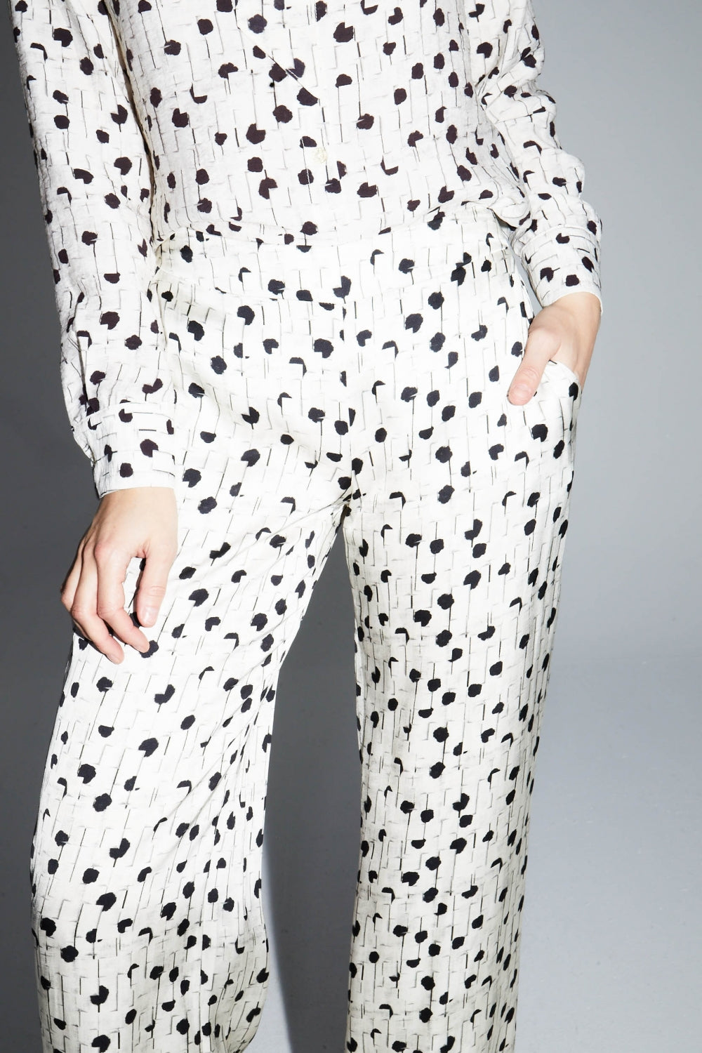 Pantalon Charlie Print Pois Graphique Fabriqué En Italie