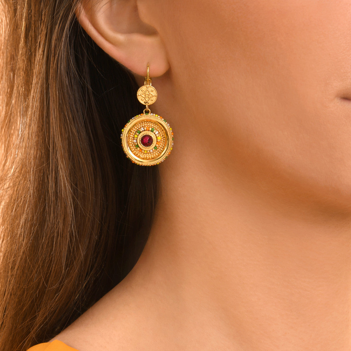 Tiki Sleeper Earrings - Gold