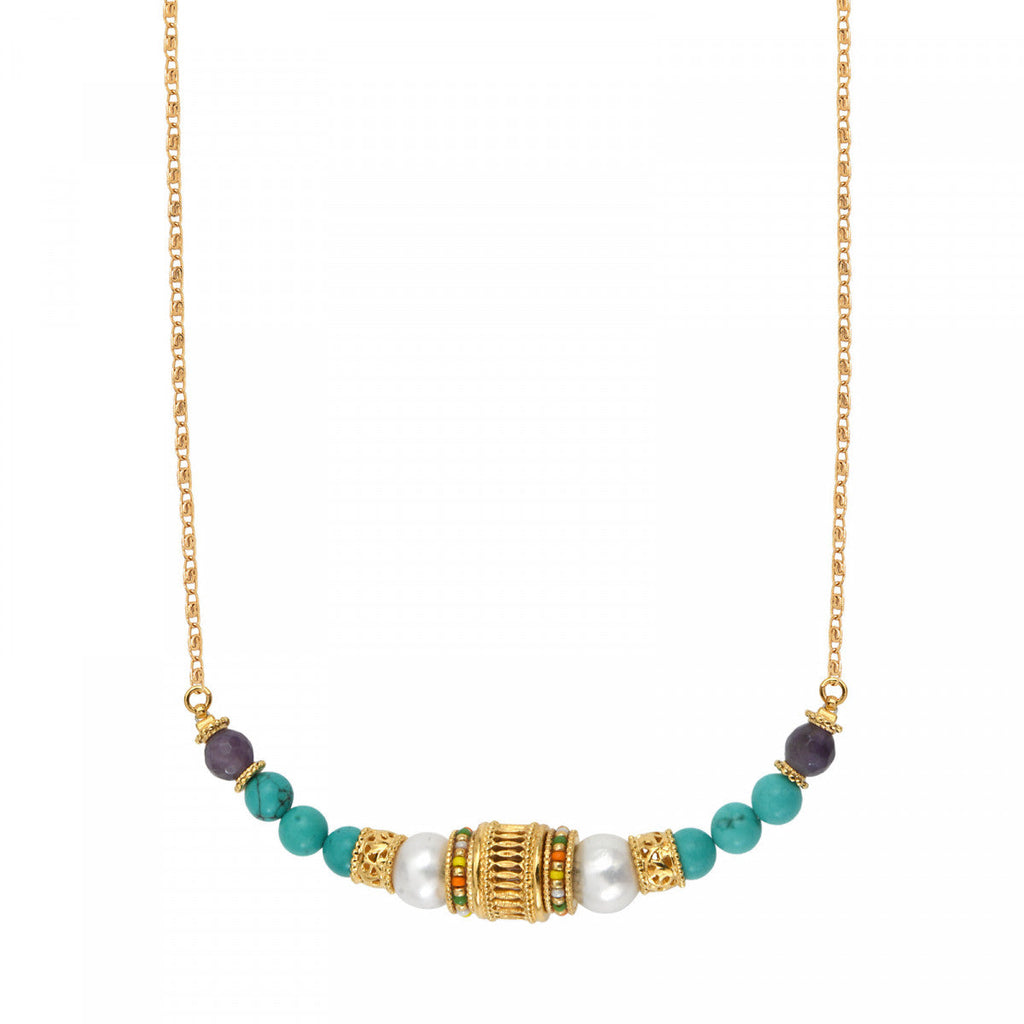 Collar De Cadena Ajustable Tiki - Turquesa