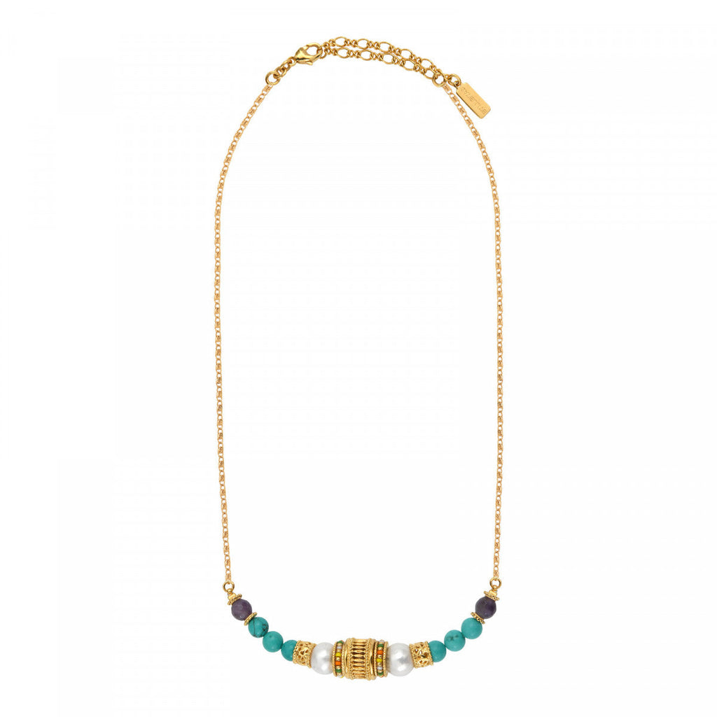 Collar De Cadena Ajustable Tiki - Turquesa