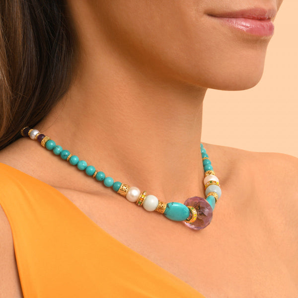Collar Fino Ajustable Tiki - Turquesa