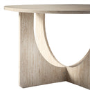 Marta - Table Basse Ronde Décor Travertin - Beige