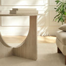 Marta - Table Basse Ronde Décor Travertin - Beige