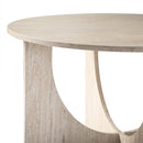 Marta - Table Basse Ronde Décor Travertin - Beige