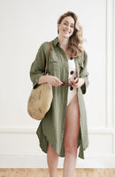 Tunique Chemise - Double Gaze De Coton Unie - Gaïa - Romarin