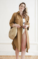 Tunique Chemise - Double Gaze De Coton Unie - Gaïa - Camel