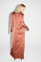 Maxi Dress Satin Viscose Cognac
