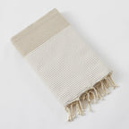 Marin - Fouta Avec Franges - Coton Tissé Teint - Ficelle