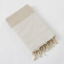 Fouta Avec Franges - Coton Tissé Teint - Marin - Ficelle