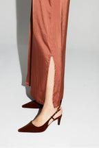 Maxi Dress Satin Viscose Cognac