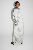 Maxi Dress Viscose Satin Stretc Silver Fabriquée En Italie