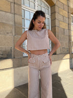 Top Rayé Marin Camel