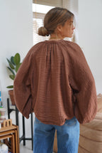 Pink Brown Fall Blouse
