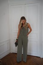 Shelby Khaki - Buttoned Top