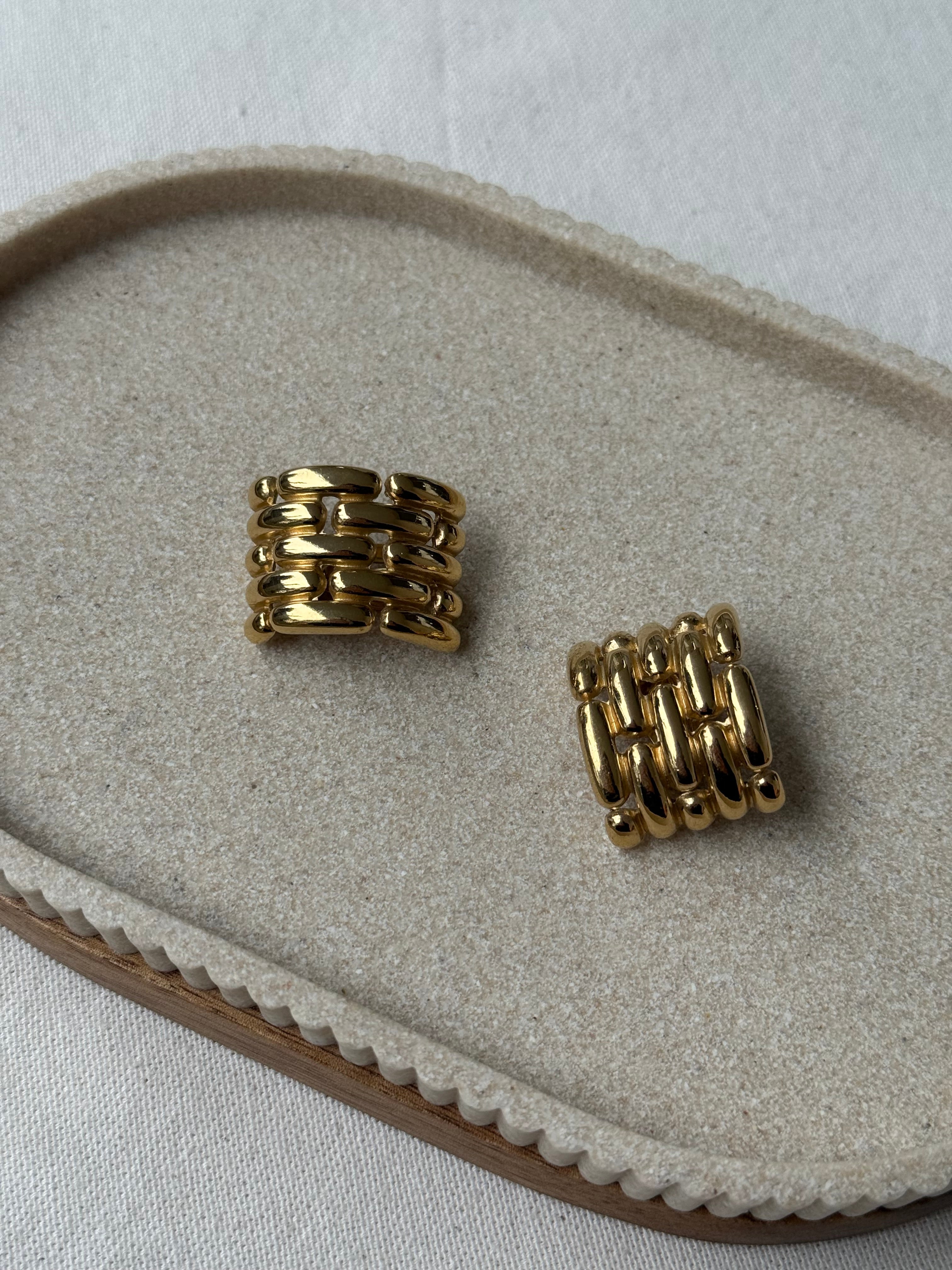 Boucles D’Oreilles Givenchy Vintage - Maillons Tressés Dorés