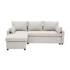 Louison - 3-Seater Convertible Sofa with Chaise Longue - Beige Fabric