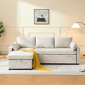 Louison - 3-Seater Convertible Sofa with Chaise Longue - Beige Fabric