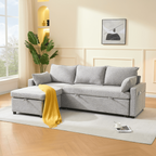 Louison - Sofá Cama Convertible 3 Plazas Chaise Longue - Tela Gris
