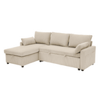 Louison - Canapé Convertible 3 Places Méridienne - Velours Côtelé Beige