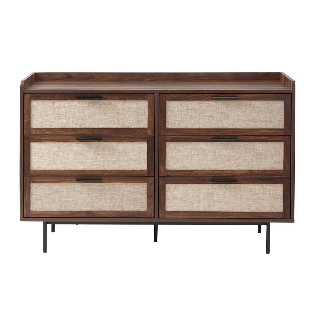 Jetson - 6 Drawer Chest - Fabric & Walnut
