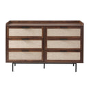 Jetson - Chest of 6 Drawers Walnut Decor With Fabric Fronts - Dark Wood