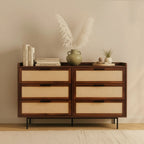Jetson - 6 Drawer Chest - Fabric & Walnut