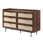 Jetson - 6 Drawer Chest - Fabric & Walnut