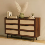 Jetson - 6 Drawer Chest - Fabric & Walnut