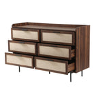 Jetson - 6 Drawer Chest - Fabric & Walnut