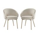 Pia - Conjunto de 2 sillas de tela y patas de metal beige - Beige