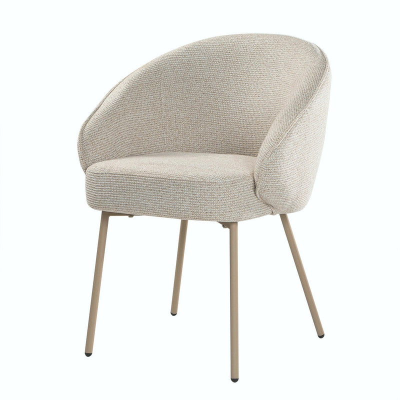 Pia - Conjunto de 2 sillas de tela y patas de metal beige - Beige