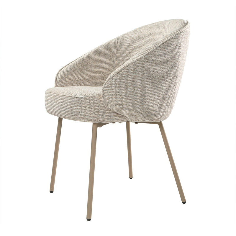 Pia - Conjunto de 2 sillas de tela y patas de metal beige - Beige