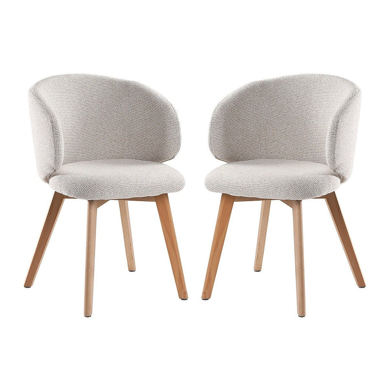 Solène - Chaises En Lot De 2, Tissu Beige Et Pieds En Hêtre - Beige